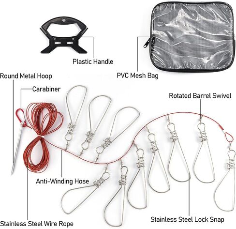 Dr.Fish Spearfishing Kit الفولاذ المقاوم للصدأ الصيد سترينجر 6'5 "الألياف الزجاجية 3 قطع هاواي حبال القطب الرمح الشلل 3 نصائح مجموعة حقيبة السفر الحربة in Saudi Arabia