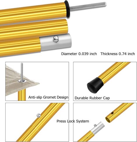 SANLIKE 75in Aluminum Tent Poles, Collapsible Tarp Poles for Canopy, 4-Pack in Kuwait