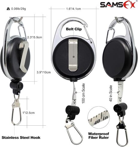SAMSFX شريط قياس ضام صيد الذبابة زنجر الكامشات نمط حلقة تسلق مشبك على الظهر أدوات حبل حامل شارة (1) in Saudi Arabia