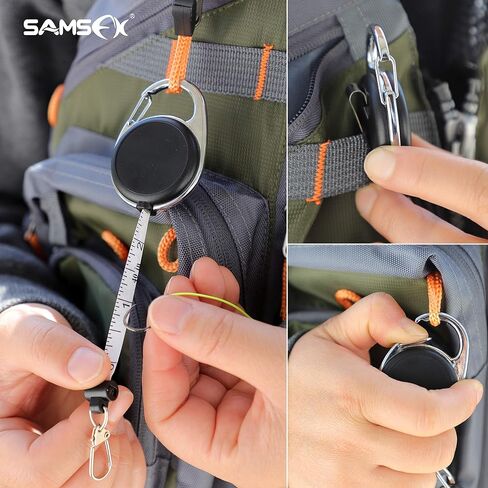 SAMSFX شريط قياس ضام صيد الذبابة زنجر الكامشات نمط حلقة تسلق مشبك على الظهر أدوات حبل حامل شارة (1) in Saudi Arabia