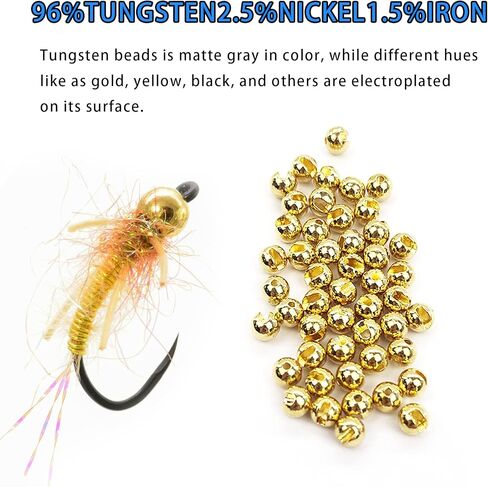 فكر سريع فكر في الخرز العميق Aventik 100 قطعة من خرز التنغستن مواد ربط الذبابة المشقوقة 10 ألوان / 5 أحجام خطافات تهزهز لصيد الأسماك in Kuwait