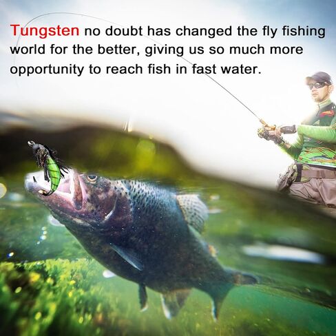 فكر سريع فكر في الخرز العميق Aventik 100 قطعة من خرز التنغستن مواد ربط الذبابة المشقوقة 10 ألوان / 5 أحجام خطافات تهزهز لصيد الأسماك in Kuwait