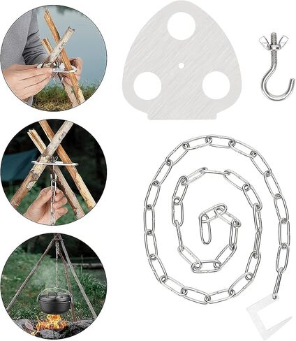 ZORMY Camping Tripod Board, Turn Branches into Campfire Tripod, Stainless Steel Camping Tripod Ring Hanger Outdoor Campfire Support Plate, Portable Camping Gear and Equipment for Hanging Cookware in Saudi Arabia