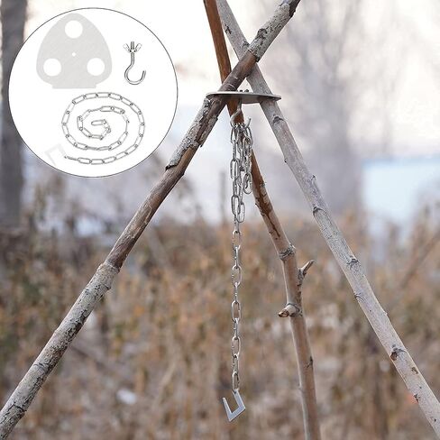 ZORMY Camping Tripod Board, Turn Branches into Campfire Tripod, Stainless Steel Camping Tripod Ring Hanger Outdoor Campfire Support Plate, Portable Camping Gear and Equipment for Hanging Cookware in Saudi Arabia