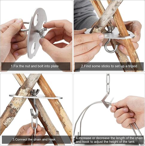 ZORMY Camping Tripod Board, Turn Branches into Campfire Tripod, Stainless Steel Camping Tripod Ring Hanger Outdoor Campfire Support Plate, Portable Camping Gear and Equipment for Hanging Cookware in Saudi Arabia