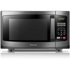 فرن ميكروويف توشيبا EM925A5A-BS، 0.9 قدم مكعب مع قرص دوار قابل للإزالة 10.6 بوصة، 900 وات، 6 قوائم تلقائية، وظيفة كتم الصوت ووضع اقتصادي، قفل للأطفال، إضاءة LED، ستانلس ستيل أسود