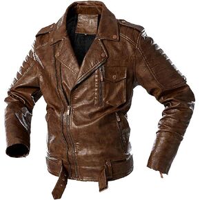 Mens Cool Cafe Racer Jacket Vintage Motorcycle Retro Moto Distressed Leather Jacket Autumn Winter Stand Collar Club Coat in Saudi Arabia