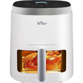 مقلاة هوائية، 5.3 لتر للوجبات الصحية السريعة والخالية من الزيت، رؤية سهلة وشاشة لمس رقمية ذكية 8 في 1، تذكير بالرج، سلة آمنة للغسل في غسالة الأطباق وغير لاصقة، بطانة ورقية ووصفات متضمنة، أبيض in Kuwait