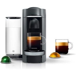 Nespresso Vertuo Plus Coffee & Espresso Maker by De'Longhi, Silver | Titan coffee machine. Brews 4 cup sizes: 5 and 8 oz. coffee, plus single and double espresso, at the touch of a button. in Saudi Arabia
