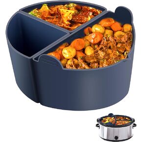 بطانات وعاء الفخار السيليكون من Diggtek، بطانات طباخ بطيء 3 في 1، مقسم وعاء الفخار قابل لإعادة الاستخدام ومضاد للتسرب، متوافق مع وعاء كروكبوت 6، 7، 8 كوارت، طباخ هاميلتون بيتش البطيء (أزرق) in Kuwait