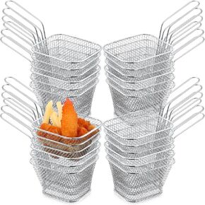 Potchen 24 Pcs Mini Fry Basket with Handle, Stainless Steel, Small, Silver in Saudi Arabia