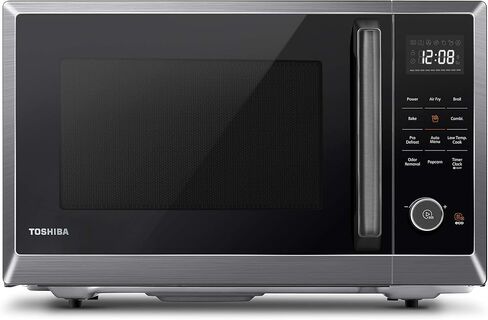 TOSHIBA EM131A5C-BS Countertop Microwave Ovens 1.2 Cu Ft, 12.4" Removable Turntable Smart Humidity Sensor 12 Auto Menus Mute Function ECO Mode Easy Clean Interior Black Color 1100W in Kuwait