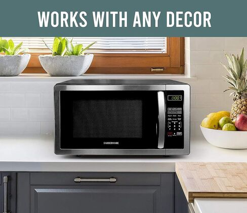 ميكروويف فاربروير كونترتوب 1000 واط، 1.1 قدم مكعب - فرن ميكروويف مع إضاءة LED وقفل للأطفال - مثالي للشقق والمساكن - الفولاذ المقاوم للصدأ سهل التنظيف in Kuwait