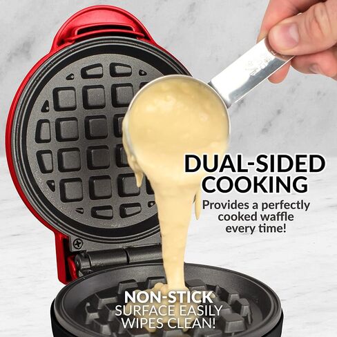 Nostalgia MyMini Personal Electric Waffle Maker, 5-Inch Cooking Surface, Waffle Iron for Hash Browns, French Toast, Grilled Cheese, Quesadilla, Brownies, Cookies, Aqua in Kuwait