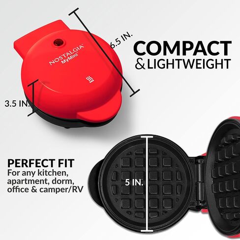 Nostalgia MyMini Personal Electric Waffle Maker, 5-Inch Cooking Surface, Waffle Iron for Hash Browns, French Toast, Grilled Cheese, Quesadilla, Brownies, Cookies, Aqua in Kuwait