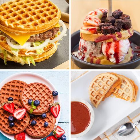 Nostalgia MyMini Personal Electric Waffle Maker, 5-Inch Cooking Surface, Waffle Iron for Hash Browns, French Toast, Grilled Cheese, Quesadilla, Brownies, Cookies, Aqua in Kuwait