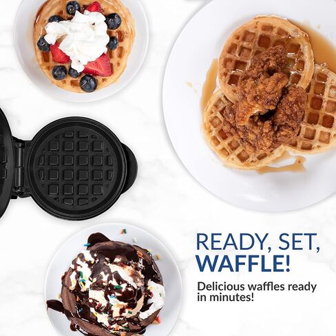 Nostalgia MyMini Personal Electric Waffle Maker, 5-Inch Cooking Surface, Waffle Iron for Hash Browns, French Toast, Grilled Cheese, Quesadilla, Brownies, Cookies, Aqua in Kuwait
