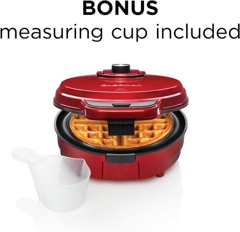 Chefman Anti-Overflow Belgian Waffle Maker w/Shade Selector, Temperature Control, Mess Free Moat, Round Iron w/Nonstick Plates & Cool Touch Handle, Measuring Cup Included, Black in Saudi Arabia