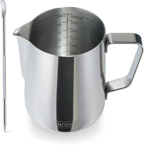 Milk Frothing Pitcher, 12oz 20oz 32oz Espresso Steaming Pitchers Stainless Steel Cappuccino Coffee Machine Accessories Barista Tools Steamer Froth Pitchers Milk Jug Cup with Decorating Pen Latte Art in Kuwait