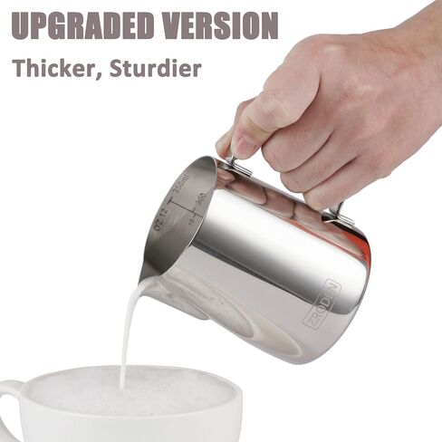 Milk Frothing Pitcher, 12oz 20oz 32oz Espresso Steaming Pitchers Stainless Steel Cappuccino Coffee Machine Accessories Barista Tools Steamer Froth Pitchers Milk Jug Cup with Decorating Pen Latte Art in Kuwait