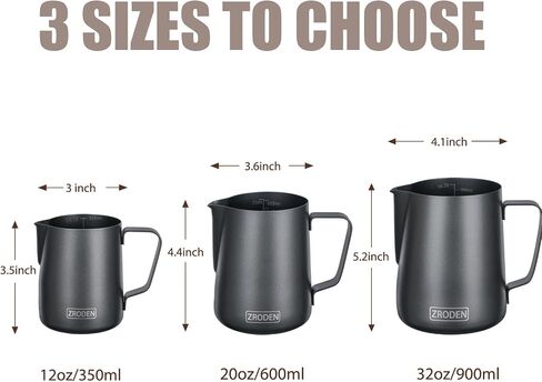 إبريق إزباد الحليب، 12oz 20oz 32oz إسبرسو تبخير أباريق الفولاذ المقاوم للصدأ كابتشينو آلة القهوة الملحقات أدوات باريستا باخرة زبد أباريق كوب إبريق الحليب مع قلم تزيين فن اللاتيه in Kuwait