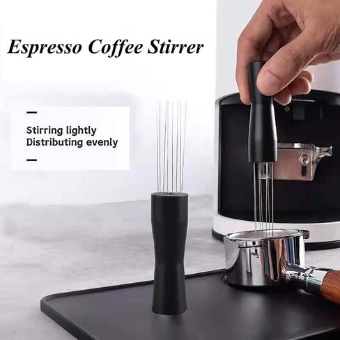 Espresso Distribution Tool, Hand Tampers Stirring WDT Tool, Needle Type Distributor, Made of 304 Stainless Steel(Black) in Saudi Arabia