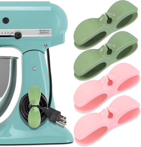 Cord Organizer for Appliances, 4PCS Kitchen Appliance Cord Winder Cable Organizer, Cord Holder Cord Wrapper for Appliances Stick on Pressure Cooker, Mixer, Blender, Coffee Maker, Air Fryer in Saudi Arabia