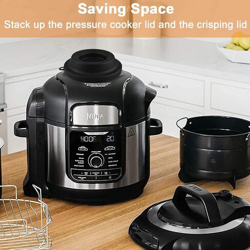 Lid Stand Silicone Lid Holder Accessories and Steam Release Diverter Set, 2 in 1 Kitchen Accessory Compatible with Ninja Foodi Pressure Cooker and Air Fryer 5 Qt, 6.5 Qt and 8 Quart (Black) in Saudi Arabia