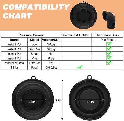 Lid Stand Silicone Lid Holder Accessories and Steam Release Diverter Set, 2 in 1 Kitchen Accessory Compatible with Ninja Foodi Pressure Cooker and Air Fryer 5 Qt, 6.5 Qt and 8 Quart (Black) in Saudi Arabia