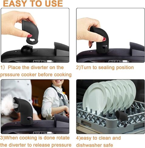 Lid Stand Silicone Lid Holder Accessories and Steam Release Diverter Set, 2 in 1 Kitchen Accessory Compatible with Ninja Foodi Pressure Cooker and Air Fryer 5 Qt, 6.5 Qt and 8 Quart (Black) in Saudi Arabia