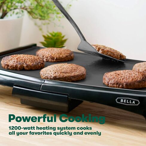 BELLA Griddle Ceramic Copper TI, Healthy-Eco Non-stick Coating, Hassle-Free Clean Up, Large Submersible Cooking Surface, 10" x 16", Copper/Black in Saudi Arabia