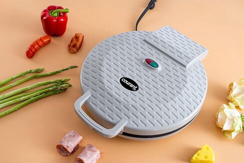 Courant Pizza Maker 12-inch Pizzas Machine, Newly improved Cool-touch Handle Non-Stick plates Pizza oven & Calzone Maker, Electric Countertop Oven for Home or School, 12" Indoor Grill/Griddle, Gray in Kuwait