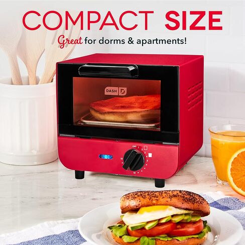 DASH Mini Toaster Oven Cooker for Bread, Bagels, Cookies, Pizza, Paninis & More with Baking Tray, Rack, Auto Shut Off Feature - Aqua in Saudi Arabia