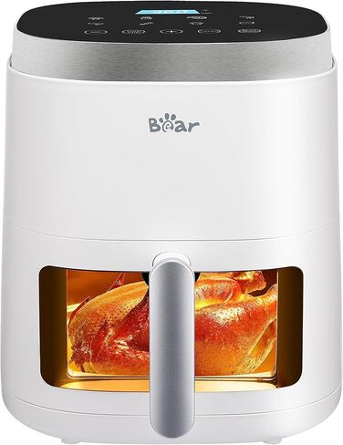 مقلاة هوائية، 5.3 لتر للوجبات الصحية السريعة والخالية من الزيت، رؤية سهلة وشاشة لمس رقمية ذكية 8 في 1، تذكير بالرج، سلة آمنة للغسل في غسالة الأطباق وغير لاصقة، بطانة ورقية ووصفات متضمنة، أبيض in Kuwait