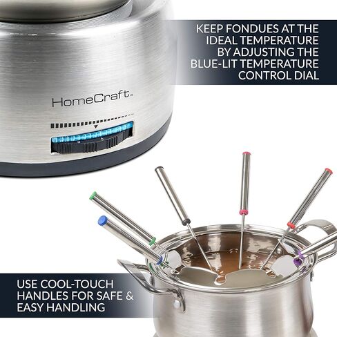 طقم أوعية الفوندو الكهربائية من نوستالجيا 8 أكواب للجبن والشوكولاتة - 8 شوكات مرمزة بالألوان، تحكم في درجة الحرارة قابل للتعديل - خدمة أنيقة للمقبلات والمقبلات والحلويات - من الفولاذ المقاوم للصدأ in Kuwait
