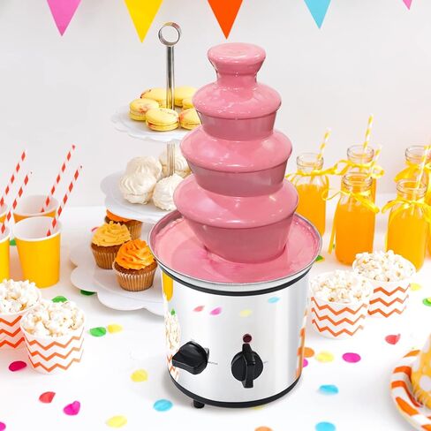 نافورة الشوكولاتة، آلة صهر كهربائية مكونة من 4 طبقات، مجموعة نافورة فوندو الشوكولاتة مع 6 قطع شوك من الفولاذ المقاوم للصدأ، سعة 4 رطل، وعاء للتحكم في محرك الحرارة المتتالي من الفولاذ المقاوم للصدأ لجبن الناتشو، صلصة الشواء، المزرعة in Kuwait