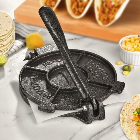ARC 8-Inch Cast Iron Tortilla Press with 100 Parchment Papers | Rust-Proof Coating & Heavy Duty, Perfect for Homemade Tortillas, Rotis, Quesadillas & Empanadas in Kuwait