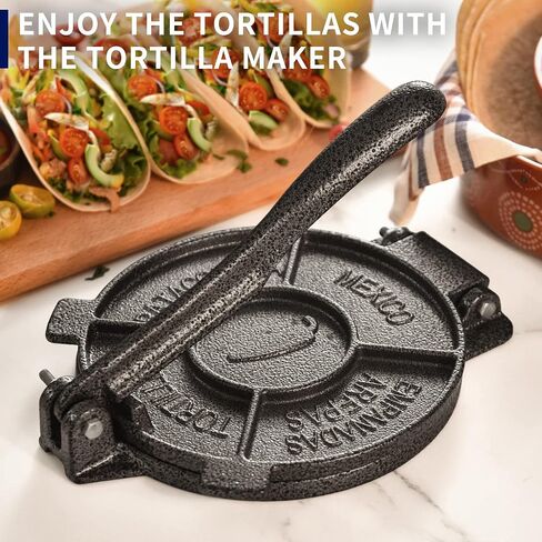 ARC 8-Inch Cast Iron Tortilla Press with 100 Parchment Papers | Rust-Proof Coating & Heavy Duty, Perfect for Homemade Tortillas, Rotis, Quesadillas & Empanadas in Kuwait