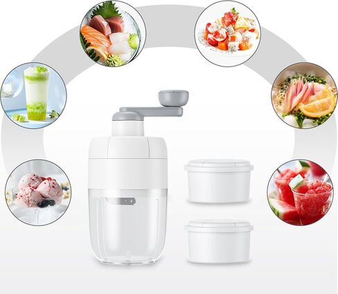 Yanpoake ماكينة حلاقة الثلج اليدوية ماكينة صنع الثلج المخروطية المحمولة كسارة صانع الثلج المكسر مع 2 صينية مكعبات ثلج مجانية للاستخدام المنزلي في الهواء الطلق in Kuwait