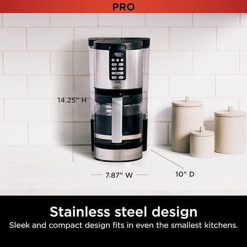 Ninja DCM201BK Programmable XL 14-Cup Coffee Maker PRO, 14-Cup Glass Carafe, Freshness Timer, with Permanent Filter, Black Stainless Steel in Kuwait