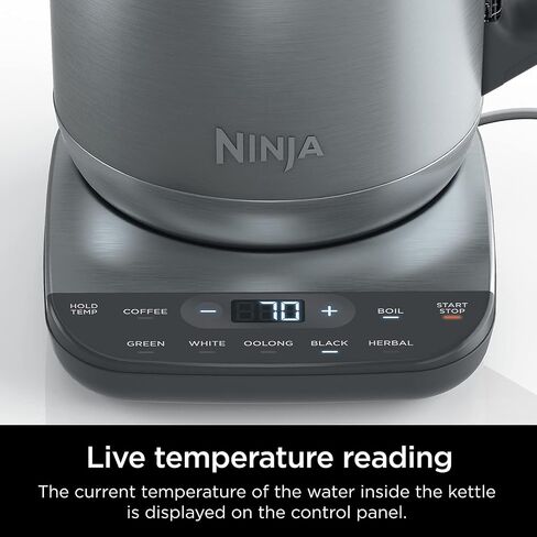 Ninja KT200BL Precision Temperature Electric Kettle, 1500 watts, BPA Free, Stainless, 7-Cup Capacity, Hold Temp Setting, Blue Stainless in Kuwait
