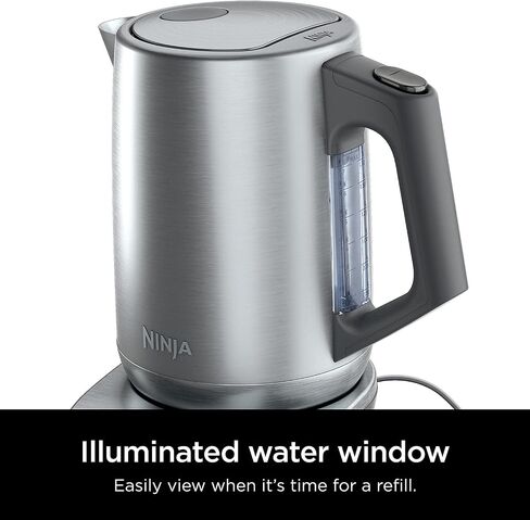 Ninja KT200BL Precision Temperature Electric Kettle, 1500 watts, BPA Free, Stainless, 7-Cup Capacity, Hold Temp Setting, Blue Stainless in Kuwait