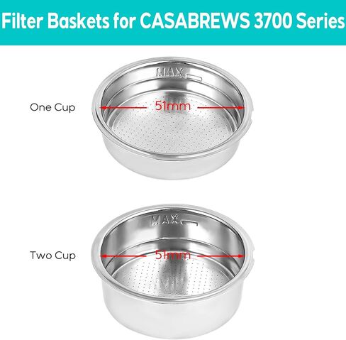 51mm Filter Basket for CASABREWS Espresso Machine 3700Essential/3700Gense/3700Pro, Stainless Steel Espresso Filter, Single Cup and Double Cup Replacement Parts in Saudi Arabia