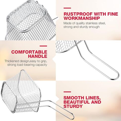 Potchen 24 Pcs Mini Fry Basket with Handle, Stainless Steel, Small, Silver in Saudi Arabia