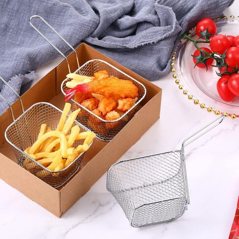 Potchen 24 Pcs Mini Fry Basket with Handle, Stainless Steel, Small, Silver in Saudi Arabia
