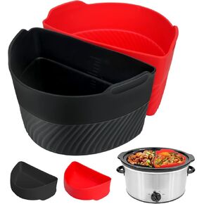 بطانات وعاء الفخار السيليكون تناسب Crockpot & Hamilton Beach 6QT، بطانات طباخ بطيء من السيليكون Biupky، بطانة مقسم بطانة Crockpot، بطانة سيليكون قابلة لإعادة الاستخدام تناسب معظم الطباخ البطيء 6 QT in Saudi Arabia