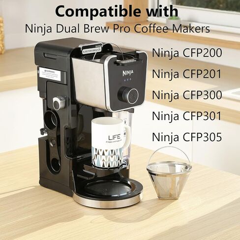 Reusable #4 Cone Coffee Filters for Ninja Dual Brew Pro Coffee Makers,Compatible with Ninja CFP301 CFP201,8-12 Cup Stainless Steel Basket (1*Stainless Steel) in Saudi Arabia