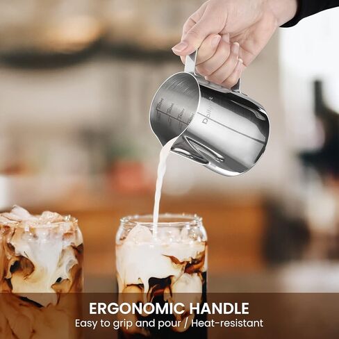 إبريق إزباد الحليب، ديلي آرت 12 أونصة/350 مل كوب إزباد الحليب 304 من الفولاذ المقاوم للصدأ إبريق تبخير حليب الإسبريسو، ملحقات ماكينة الإسبريسو، أداة باريستا، إبريق الحليب للكابتشينو، فن اللاتيه in Kuwait