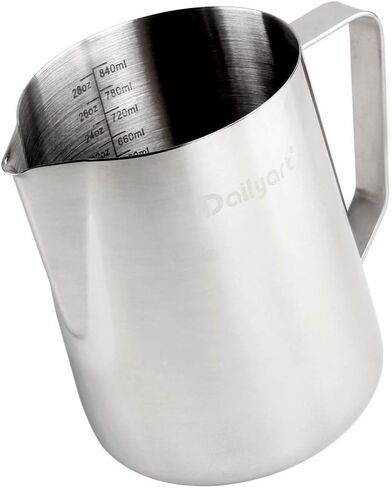 Milk Frothing Pitcher, Dailyart 6.8oz/200ml Milk Frother Cup 304 Stainless Steel Steaming Pitcher With Internal Scale, Espresso Accessories, Frother Pitcher For Espresso Machine Cappuccino Latte Art in Saudi Arabia