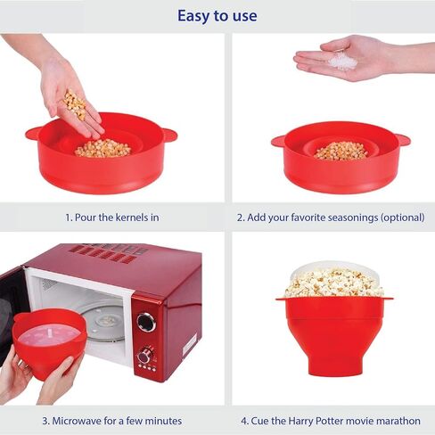Microwave Popcorn Popper with Lids - Silicone - No Oil or Butter Required - Collapsible Bowls - BPA-Free - Movie Night Supplies - Blue in Kuwait